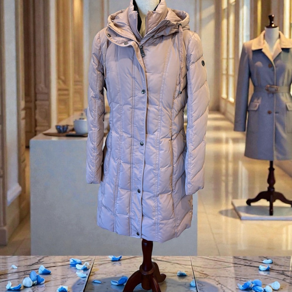 Calvin Klein Atmosphere Pink Hooded Mid-Length Puffer Coat ~ NWOT ~ size Small - Picture 5 of 15